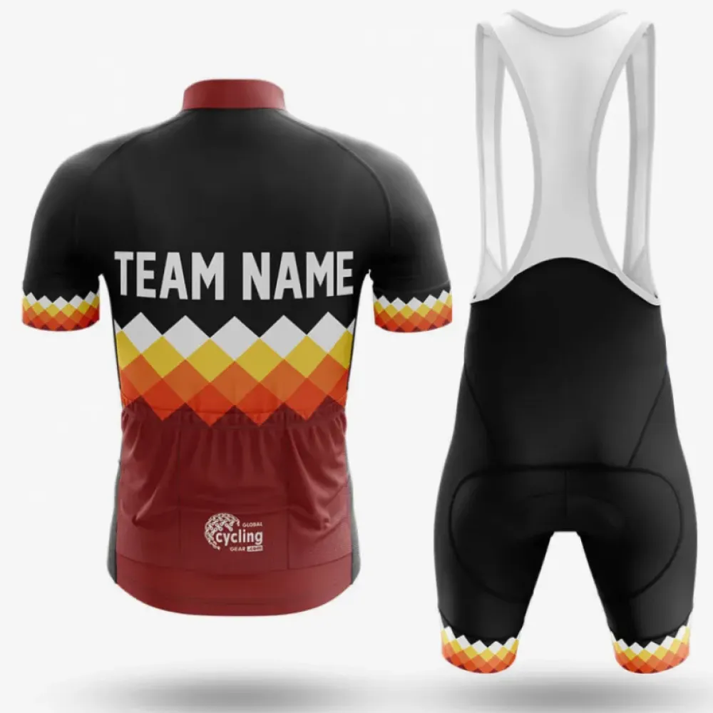 Custom Team Name S14 Cycling Jersey Geometric Pattern Maroon/Yellow/Black