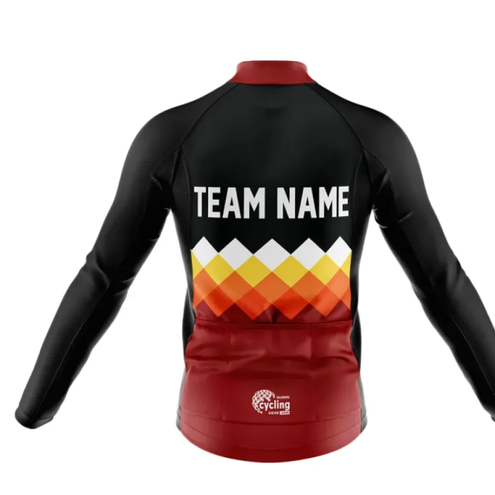 Custom Team Name S14 Cycling Jersey Geometric Pattern Maroon/Yellow/Black