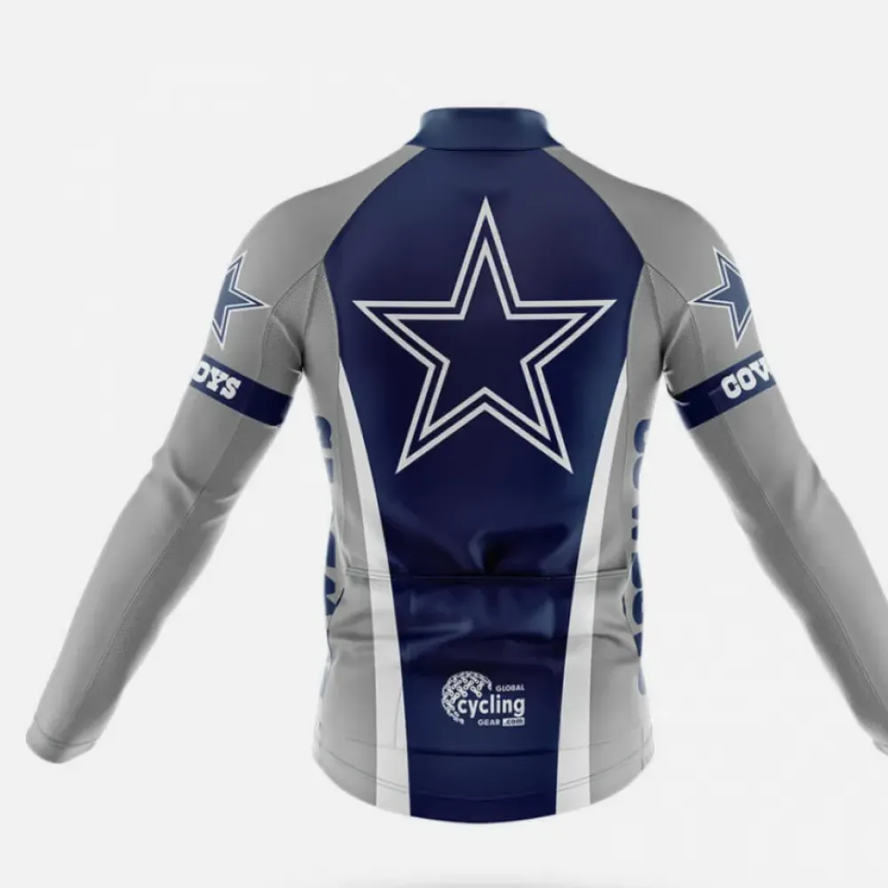 Dallas Cowboys America's Team Long Sleeve Cycling Jersey Navy/Grey/White
