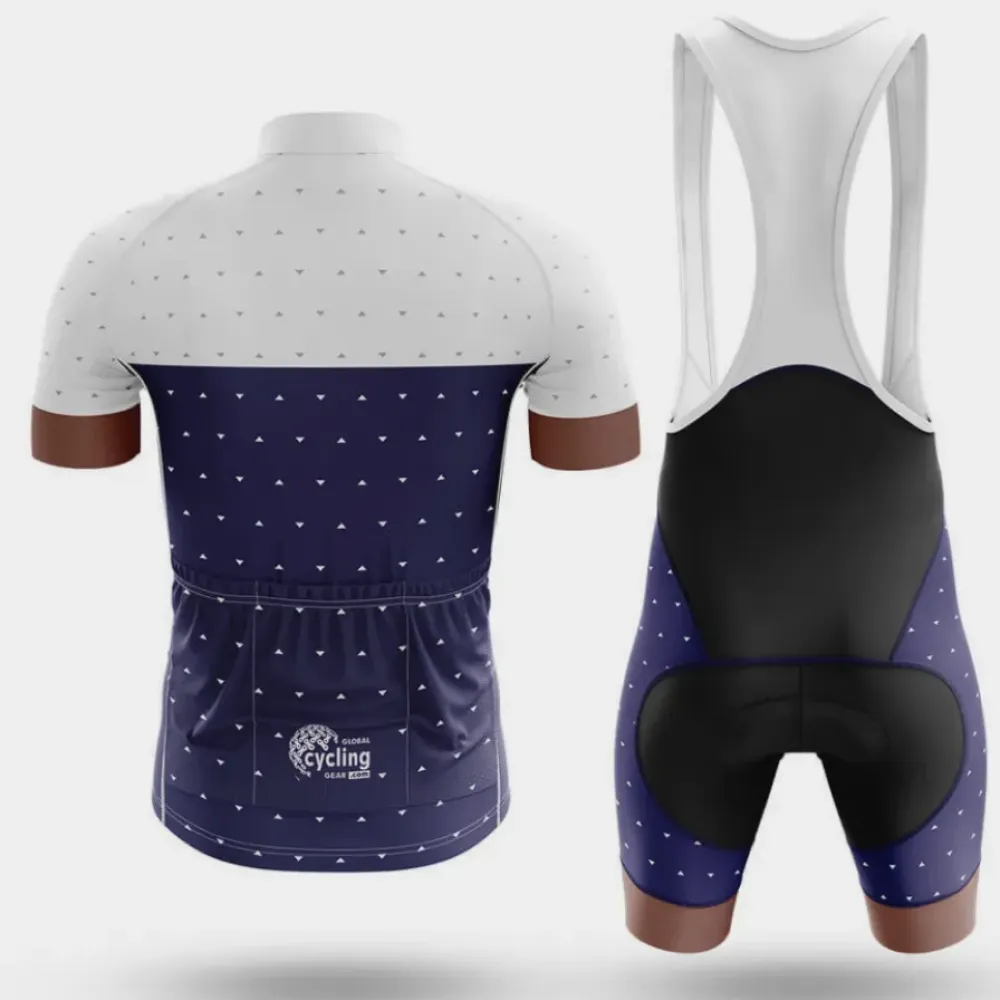 Cycling Jersey Geometric Pattern White/Blue/Brown