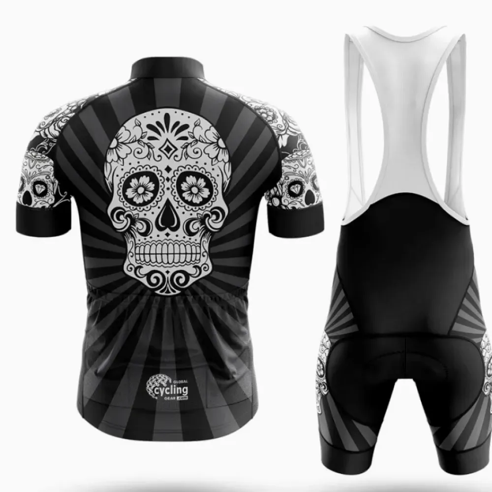 Cycling Bibs Sugar Skull White/Black/Grey