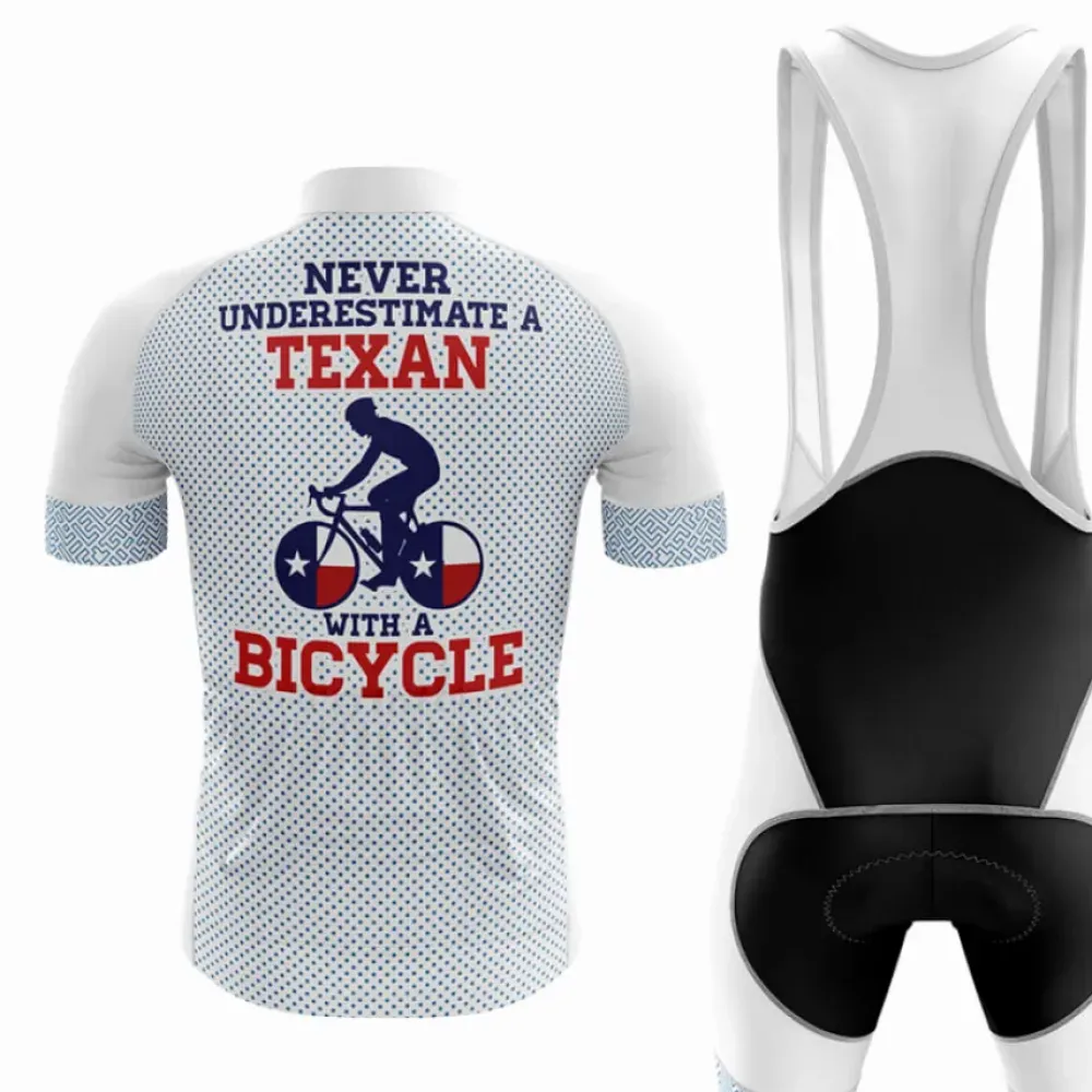 Texan Men's Cycling Jersey Never Underestimate White/Blue/Grey