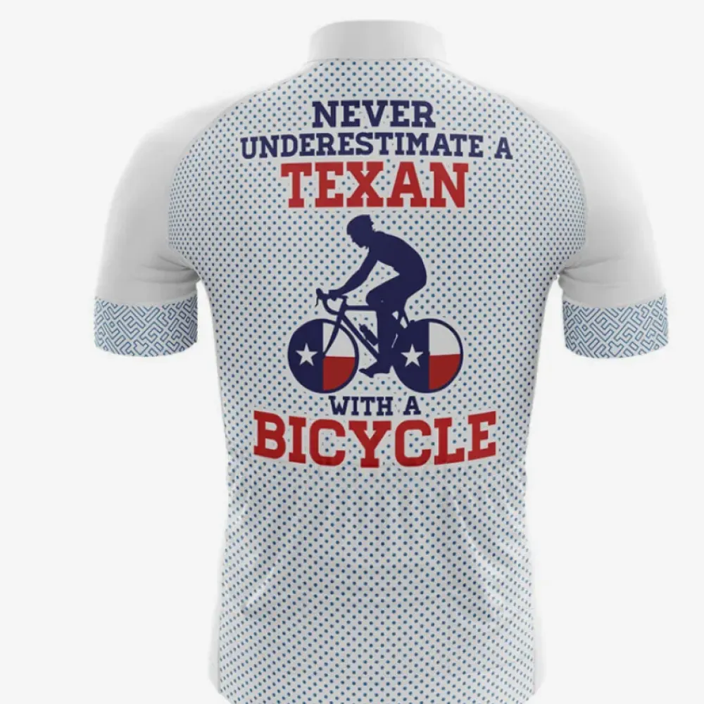 Texan Men's Cycling Jersey Never Underestimate White/Blue/Grey