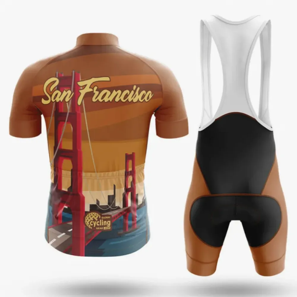 San Francisco CA Cycling Jersey Golden Gate Brown/Blue/Gold