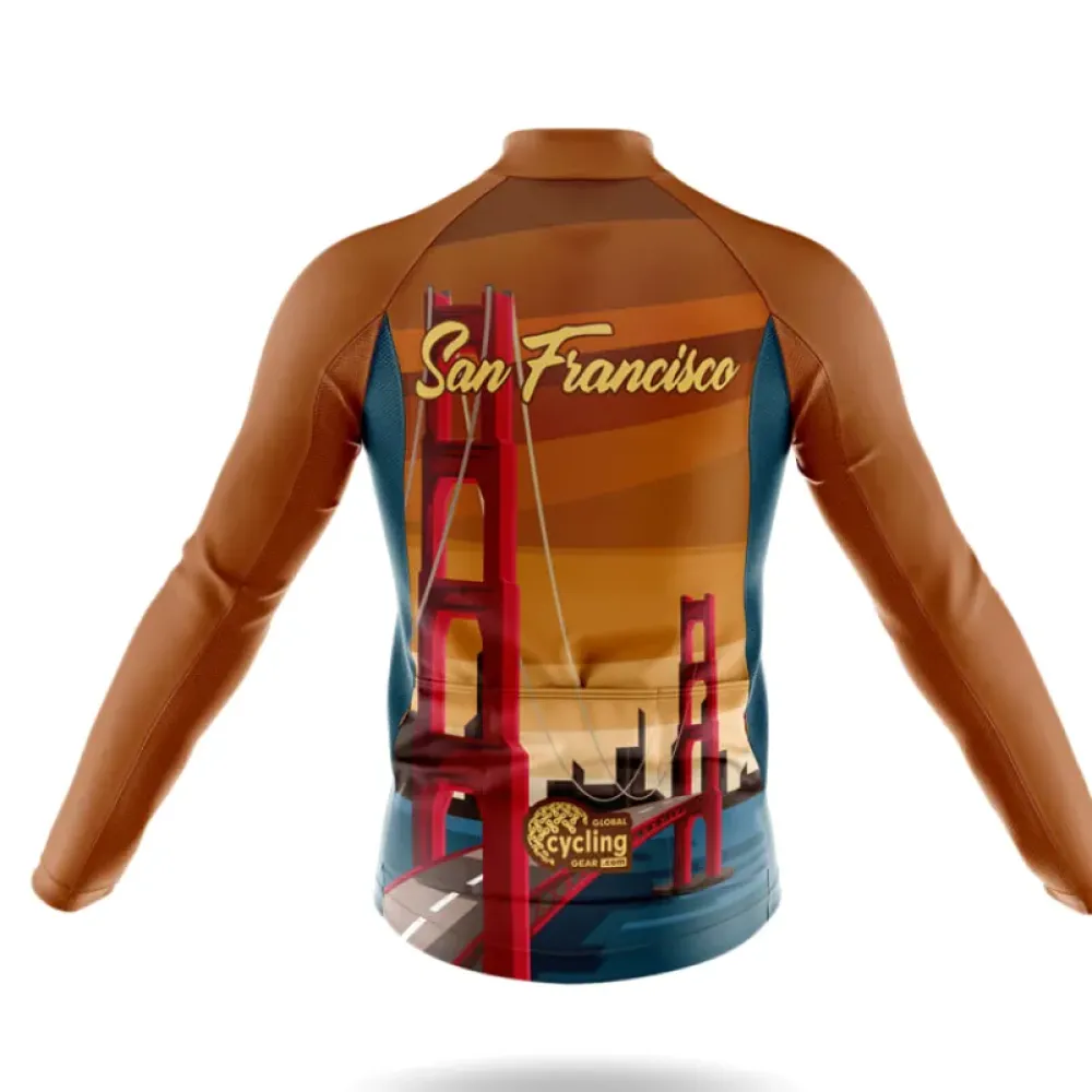 San Francisco CA Cycling Jersey Golden Gate Brown/Blue/Gold