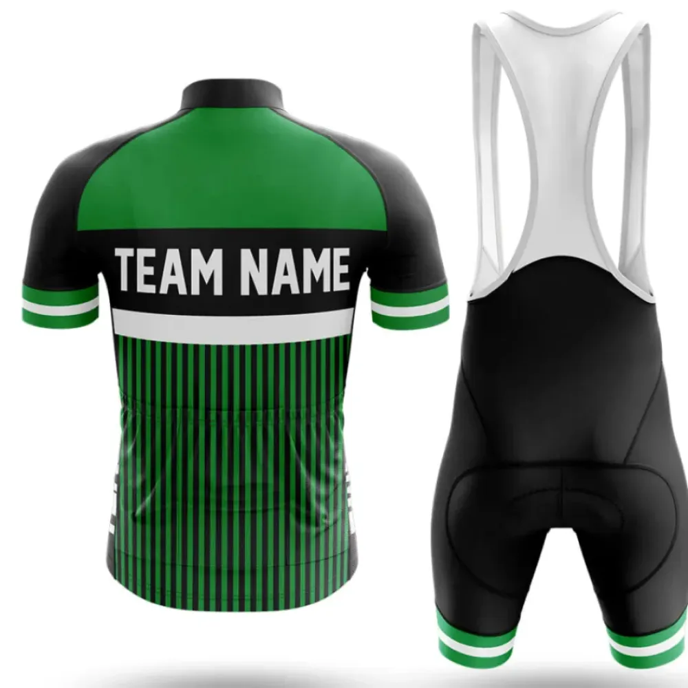 Custom Team Name M6 Long Sleeve Cycling Jersey Green/Black/White