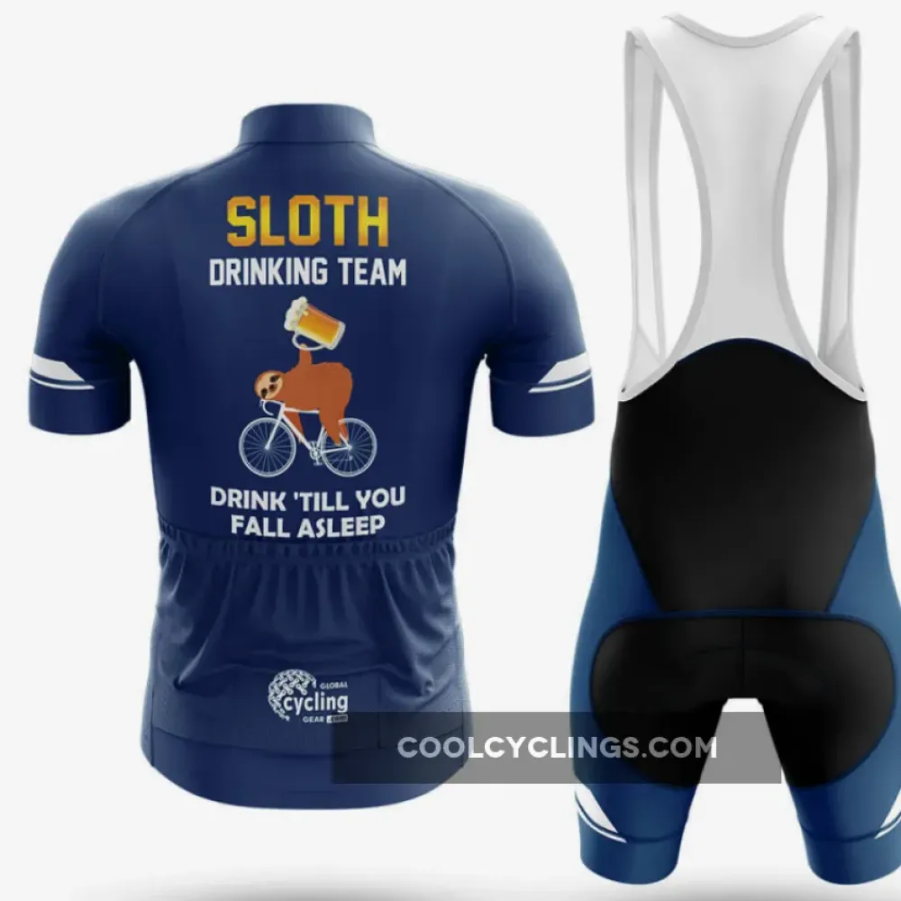 Cycling Jersey Sloth Drinking Team Navy/Long Sleeve/Sloth