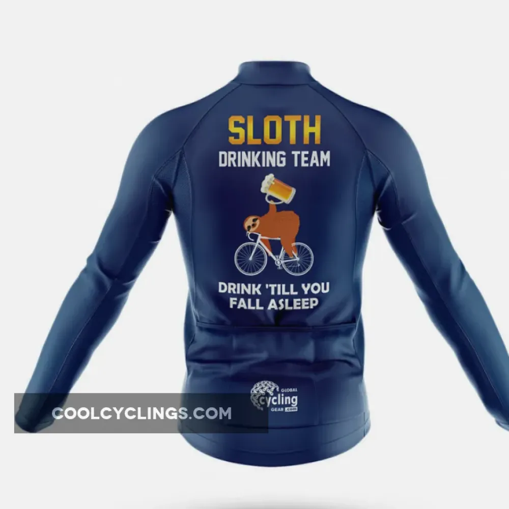 Cycling Jersey Sloth Drinking Team Navy/Long Sleeve/Sloth