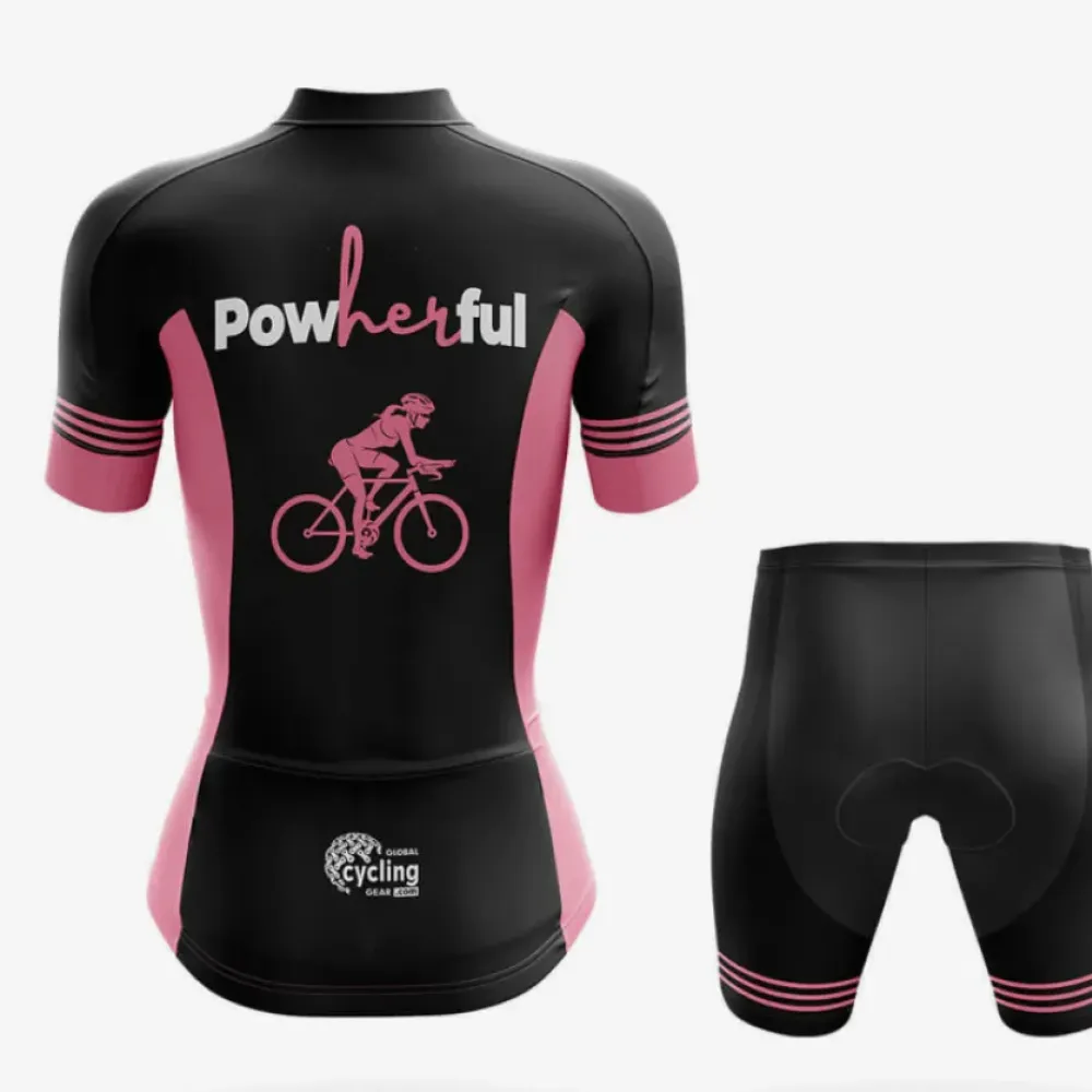 Powherful Women's Cycling Kit Full Set Black/Pink/Red