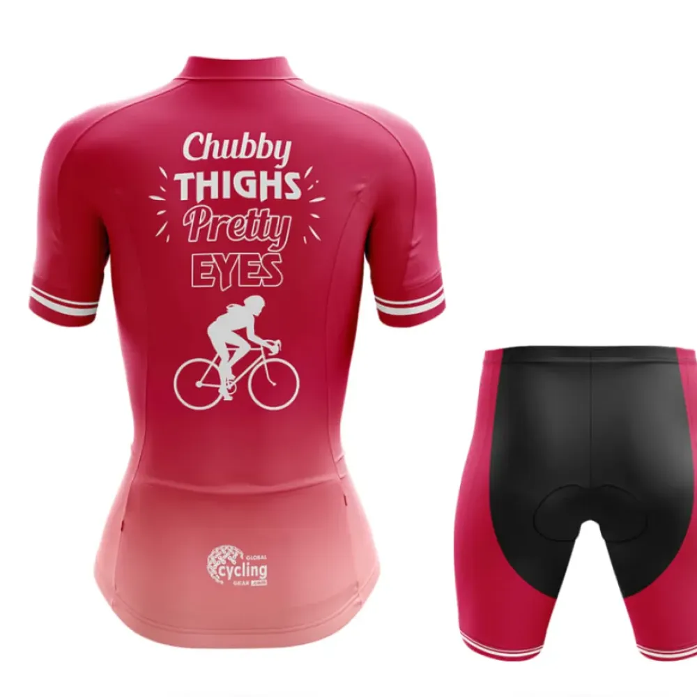 Chubby Thighs Women's Cycling Jersey Pink/White/Burgundy