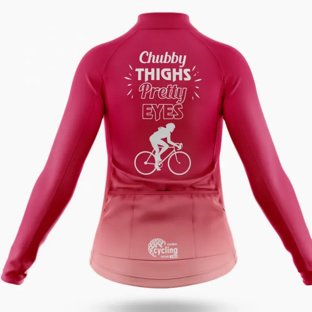 Chubby Thighs Women's Cycling Jersey Pink/White/Burgundy