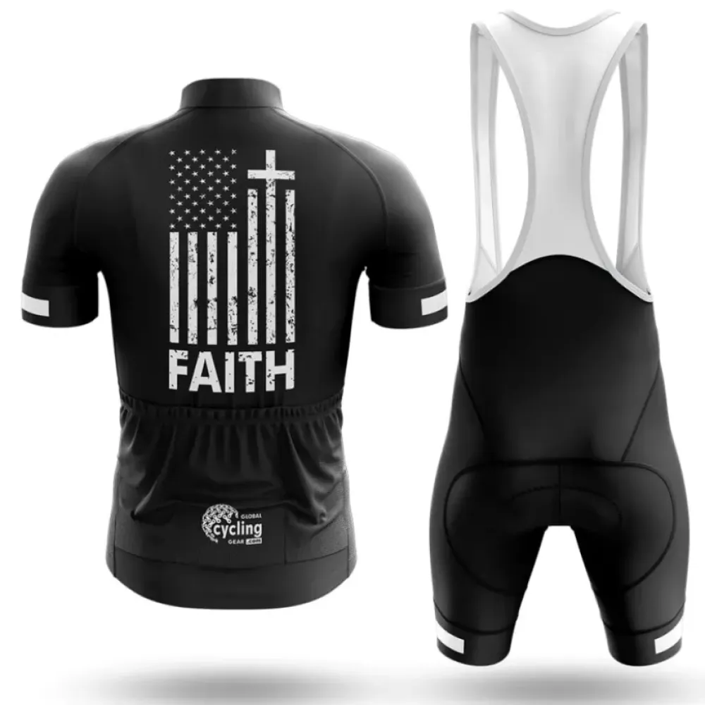 Faith Flag Cycling Bibs Breathable Black/White/Grey