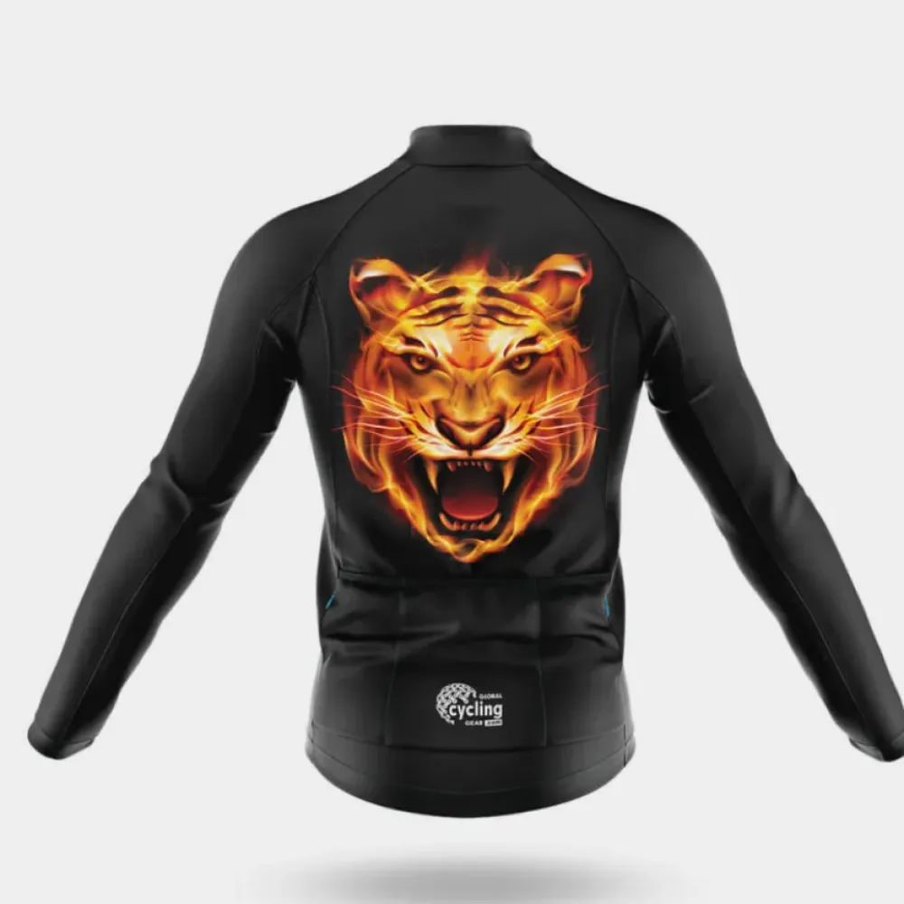 Tiger Long Sleeve Cycling Jersey Ver.2 Flame Black/Orange/Yellow