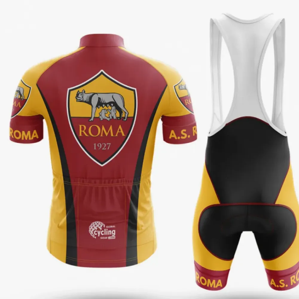 AS Roma Cycling Kit Full Set Yellow/Red/Black