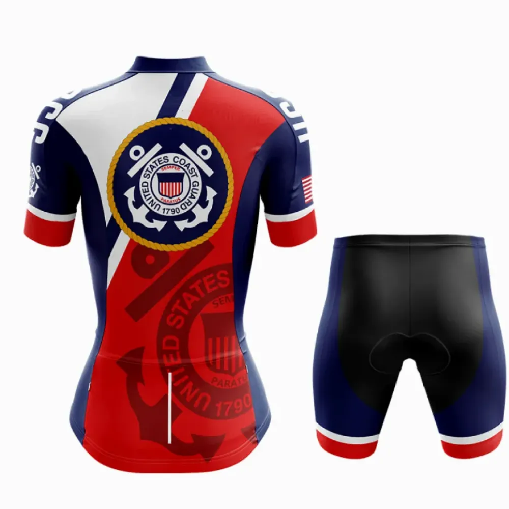 U.S Coast Guard Women Cycling Jersey Navy/Red/White