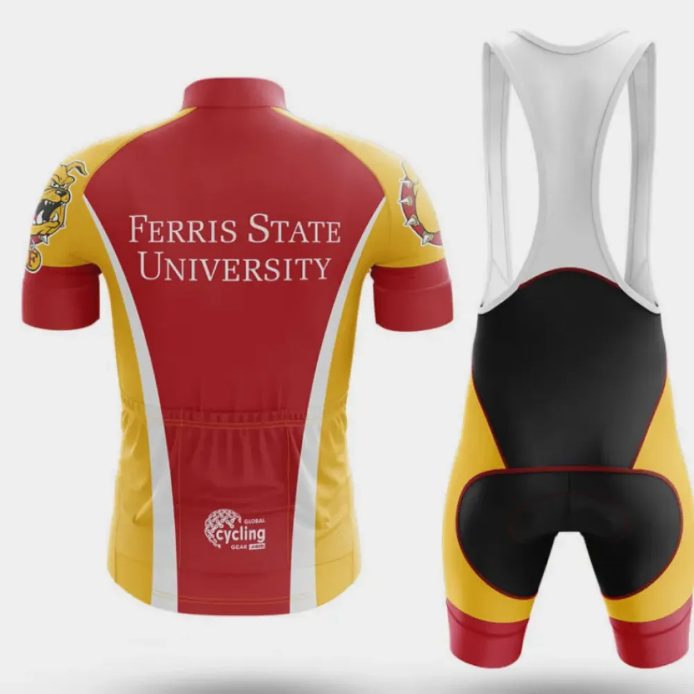 Ferris State University Long Sleeve Cycling Jersey Maroon/Yellow/Gold