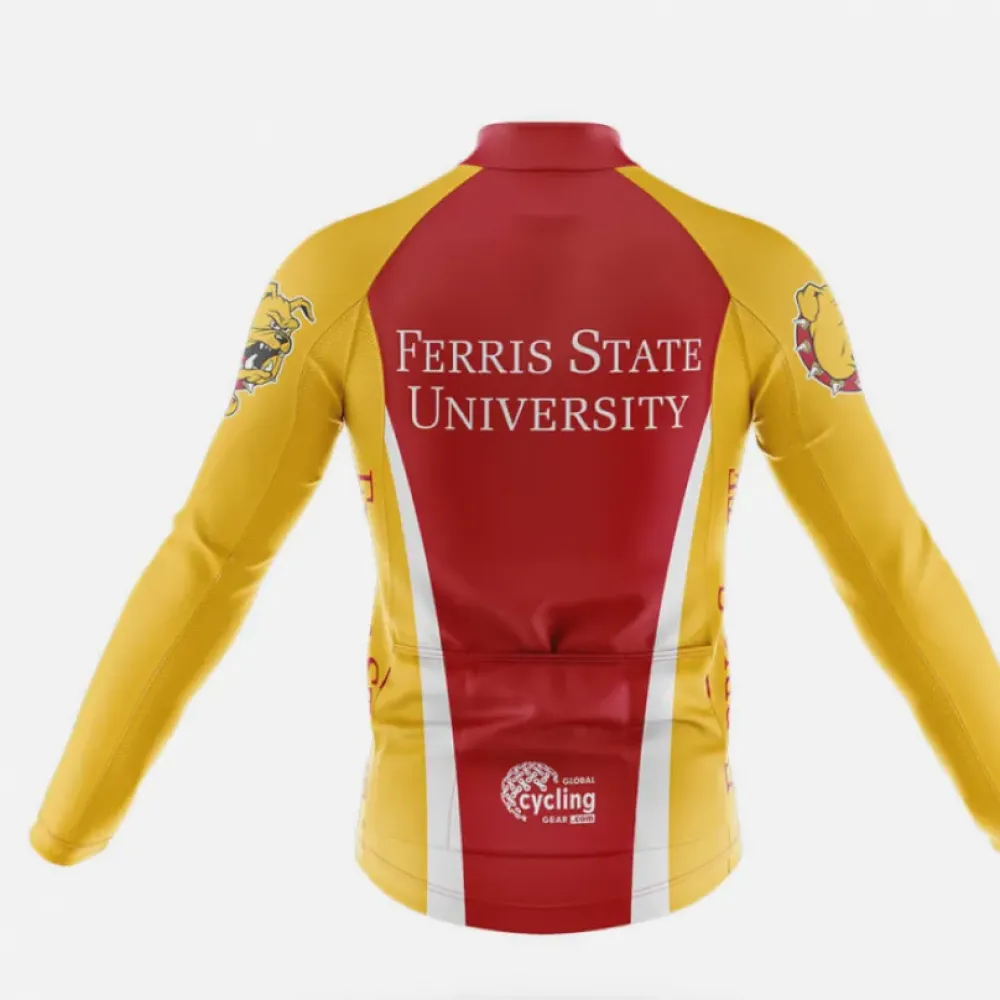 Ferris State University Long Sleeve Cycling Jersey Maroon/Yellow/Gold