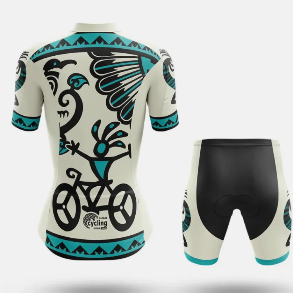 Kokopelli V4 Cycling Jersey Native Design Cream/Teal/Black