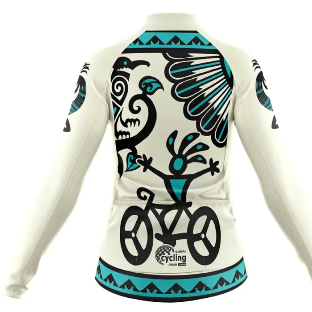 Kokopelli V4 Cycling Jersey Native Design Cream/Teal/Black