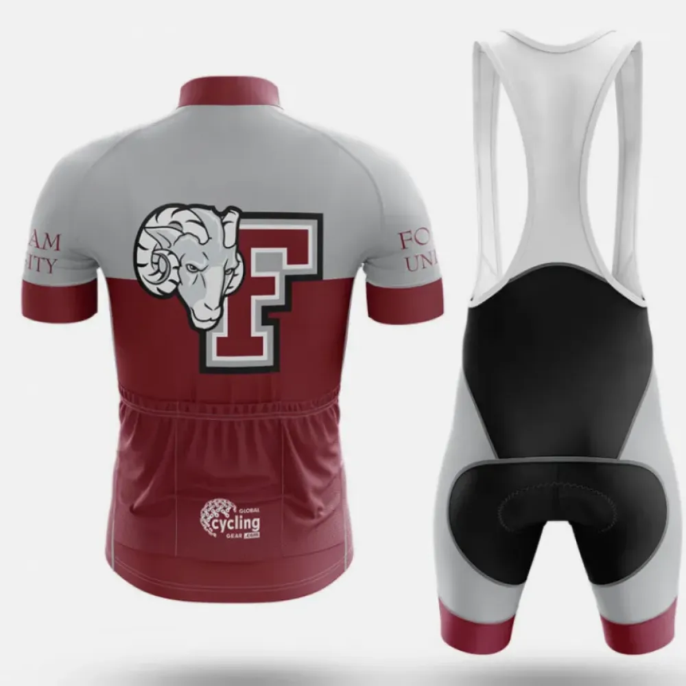 Fordham University Long Sleeve Cycling Jersey Feature Maroon/Silver/White