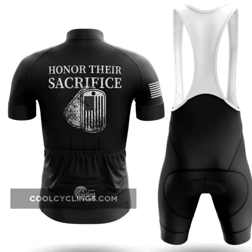 Honor Their Sacrifice Long Sleeve Cycling Jersey Black/White/Grey