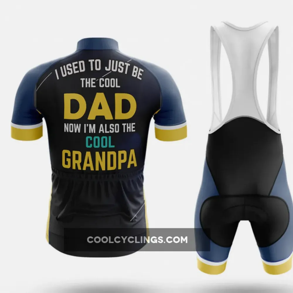 Cool Dad Cool Grandpa Long Sleeve Cycling Jersey Navy/Yellow/Black