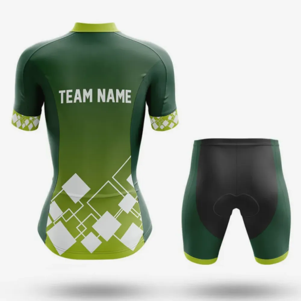 Women's Cycling Jersey Custom Team Name V19 Green/Lime/Black