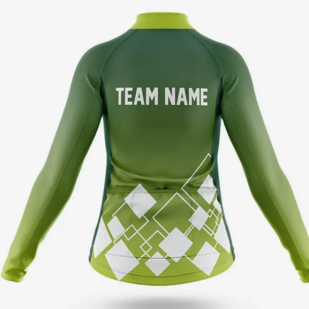 Women's Cycling Jersey Custom Team Name V19 Green/Lime/Black