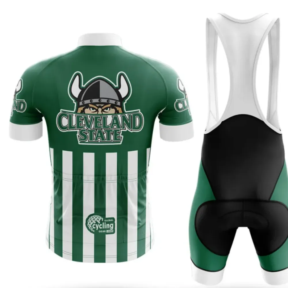 Cleveland State Cycling Bibs Comfortable Green/White/Black