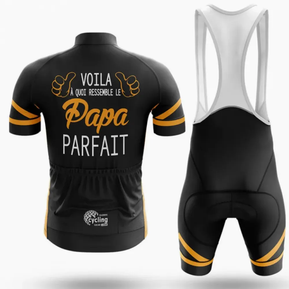 Perfect Dad Long Sleeve Cycling Jersey Black/Gold/White