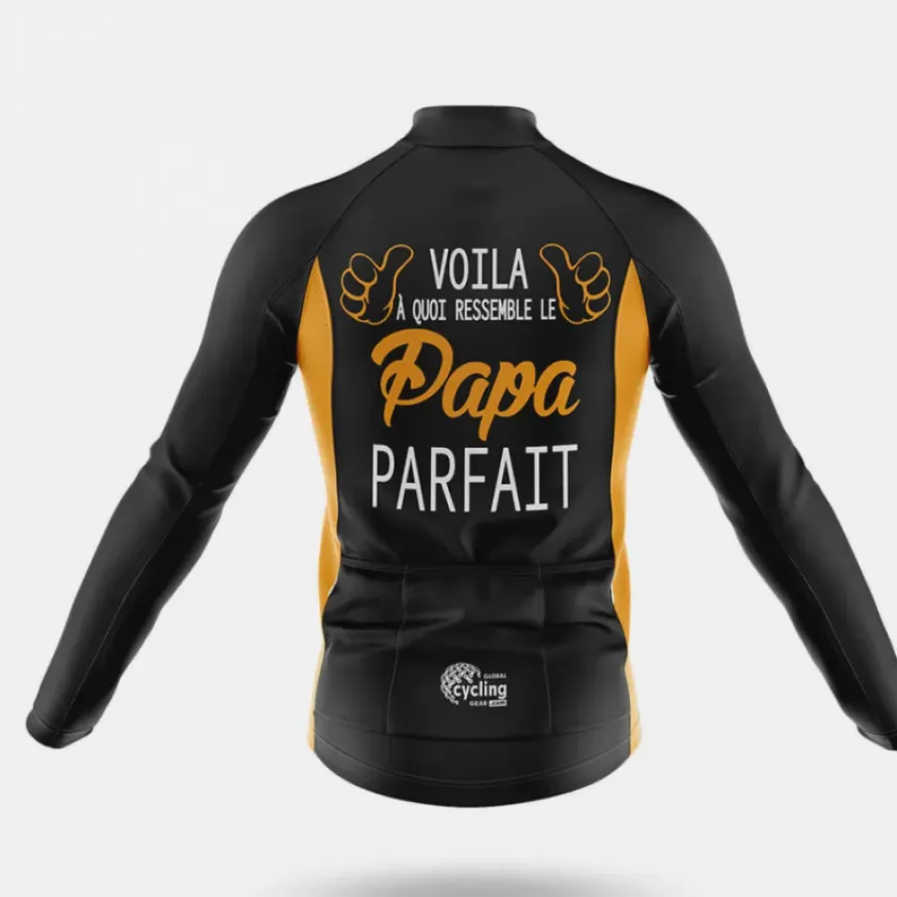 Perfect Dad Long Sleeve Cycling Jersey Black/Gold/White