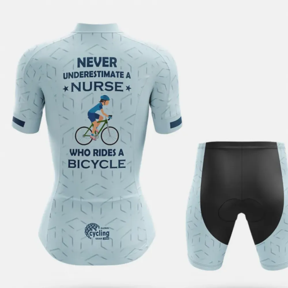 Cycling Nurse Women's Long Sleeve Jersey Never Underestimate White/Blue/Grey