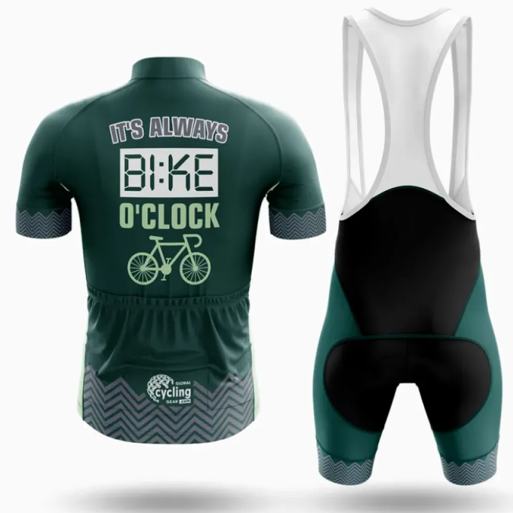 Bike O'Clock Long Sleeve Cycling Jersey Always Bike Green/Light Gray/Black