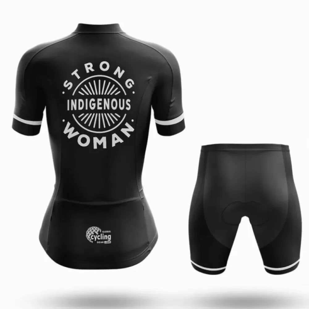 Strong Indigenous Woman Cycling Jersey Black/White/Grey