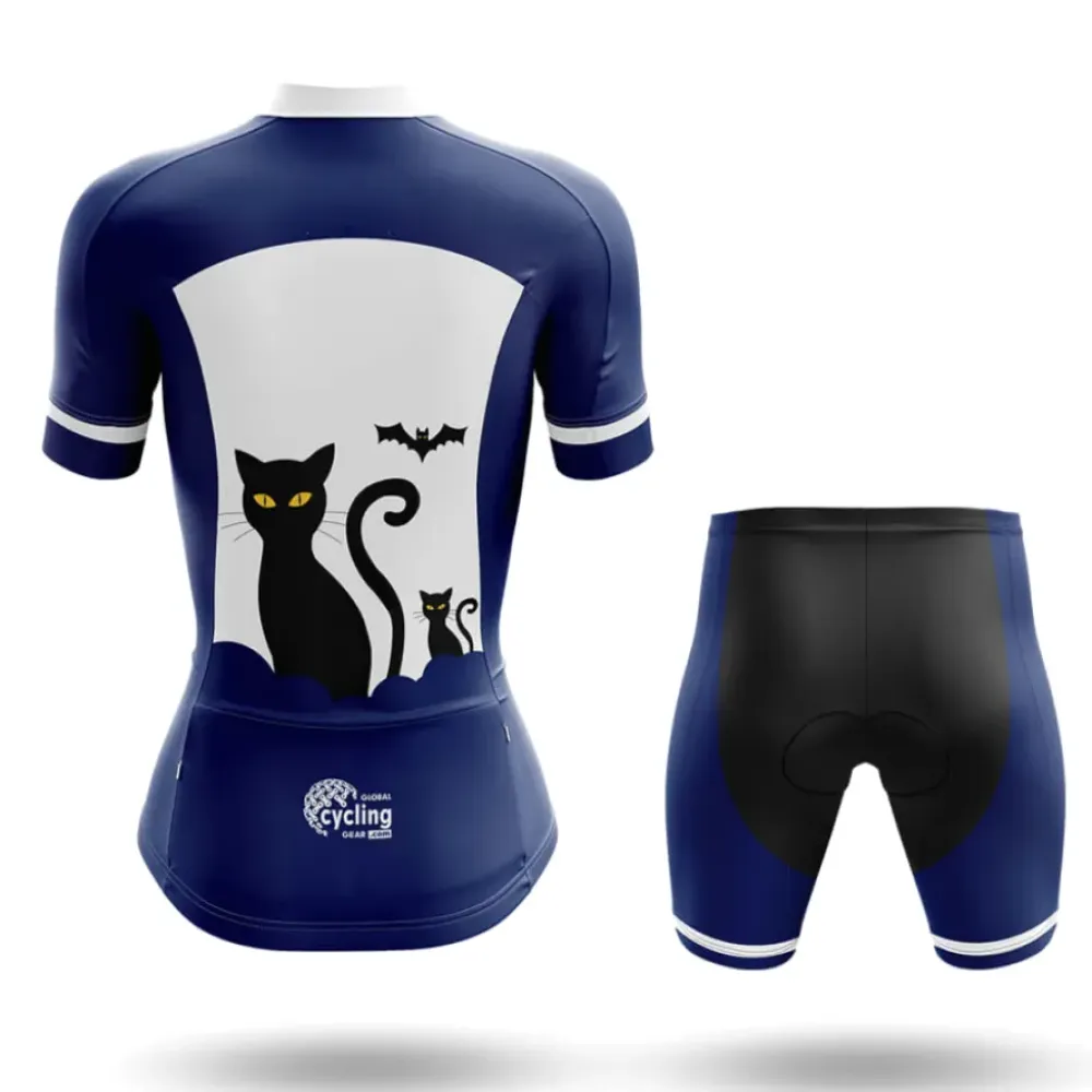 Black Cat Women's Cycling Shorts Blue/Black/White