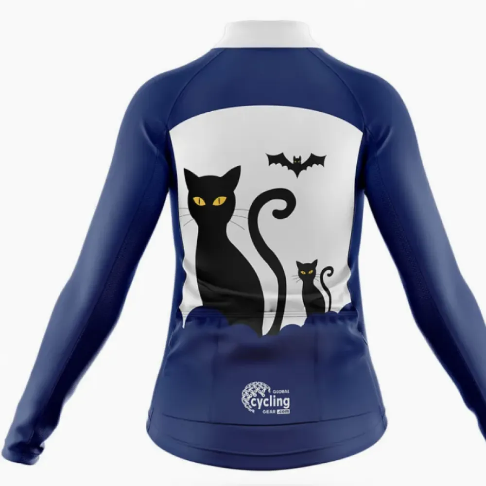 Black Cat Women's Cycling Shorts Blue/Black/White