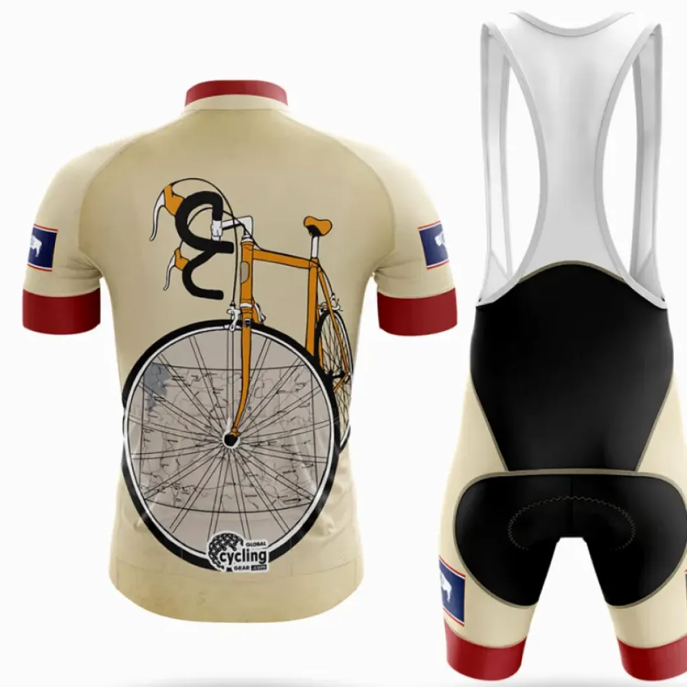 Wyoming Riding Club Cycling Jersey Vintage Style Beige/Burgundy/Blue