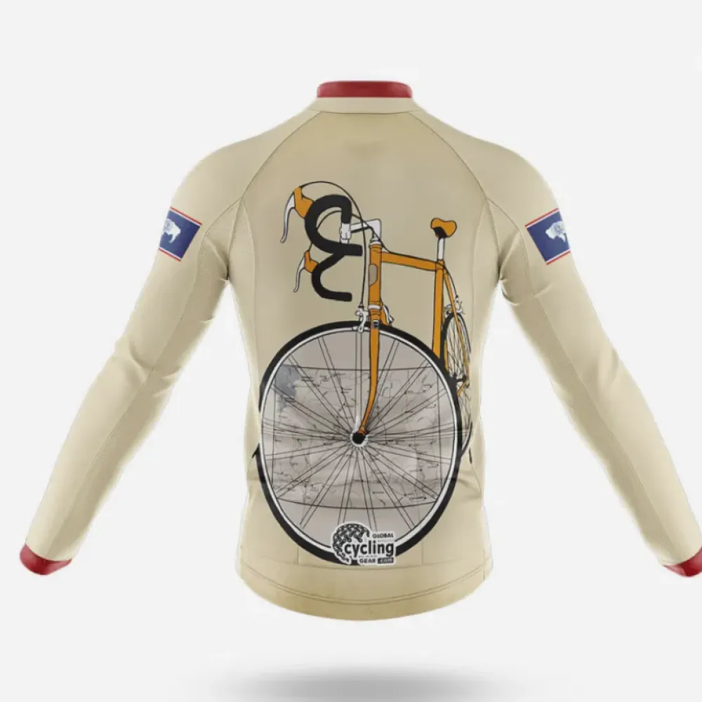 Wyoming Riding Club Cycling Jersey Vintage Style Beige/Burgundy/Blue