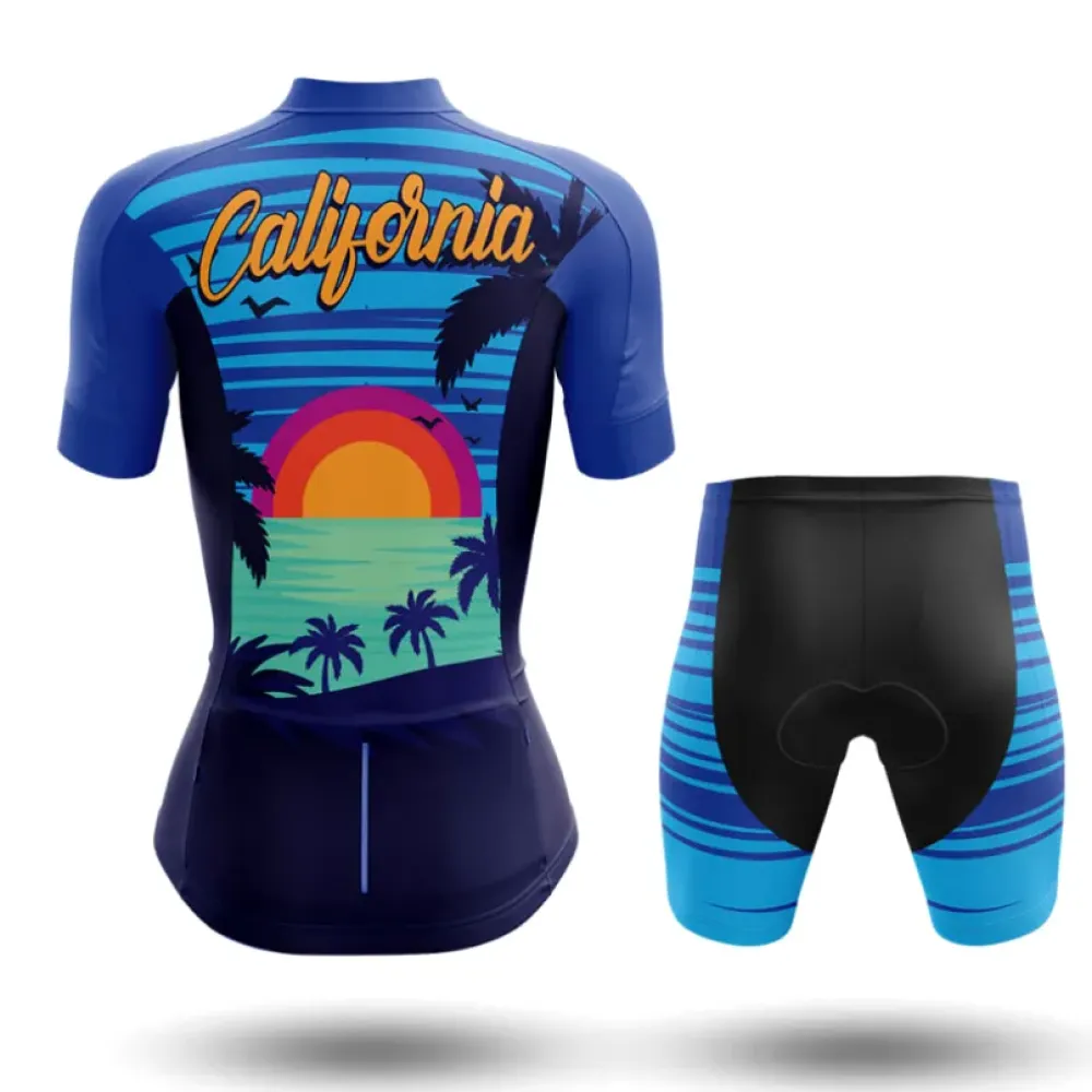 California Summer Women Cycling Jersey Blue/Purple/Gold