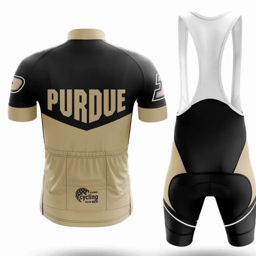 Purdue University Long Sleeve Cycling Jersey Ver.3 Feature Black/Gold/Silver