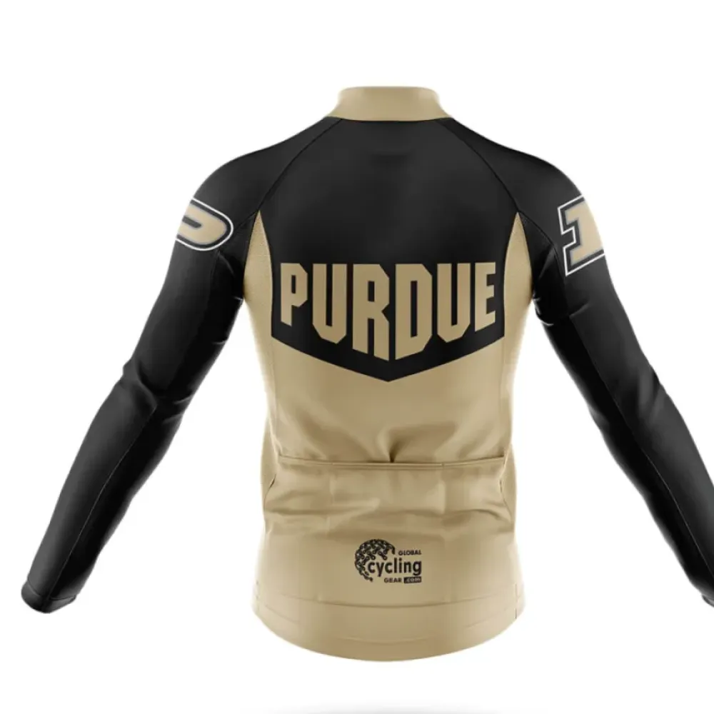 Purdue University Long Sleeve Cycling Jersey Ver.3 Feature Black/Gold/Silver