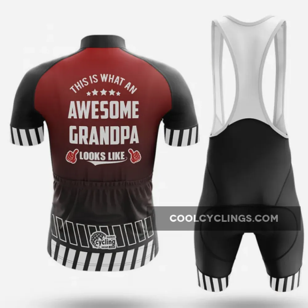Awesome Grandpa V7 Cycling Jersey Black/Red/White