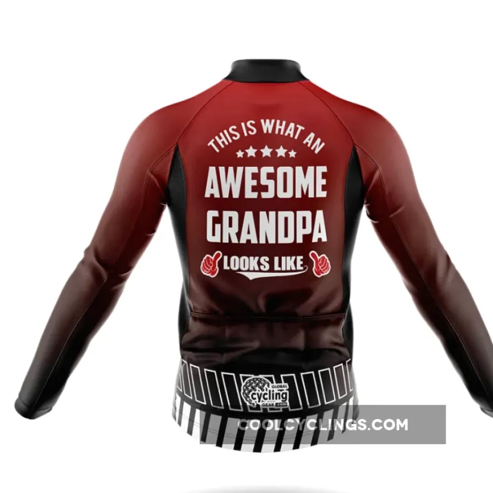 Awesome Grandpa V7 Cycling Jersey Black/Red/White