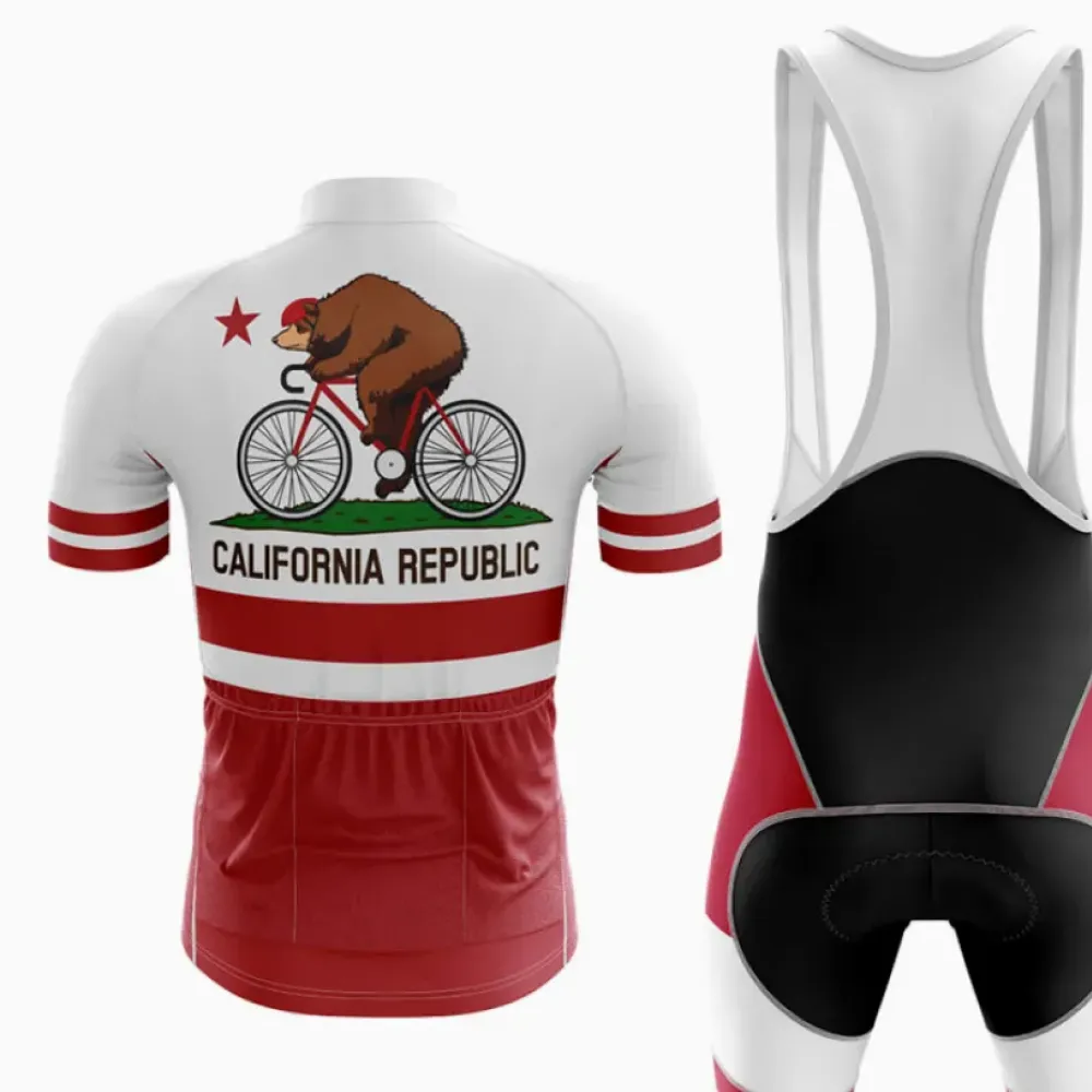 California Republic Cycling Kit Bear Riding Bike Red/White/Black