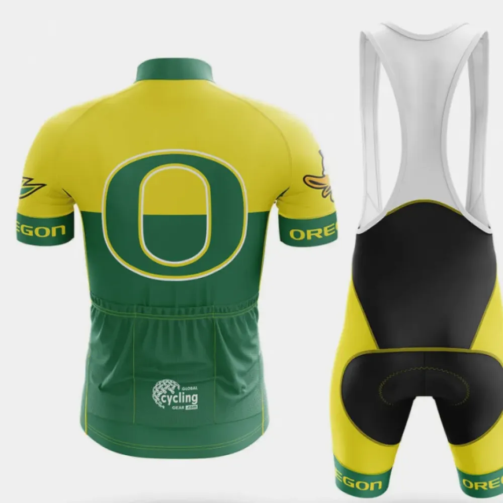 Oregon Duck Long Sleeve Cycling Jersey Green/Yellow/White