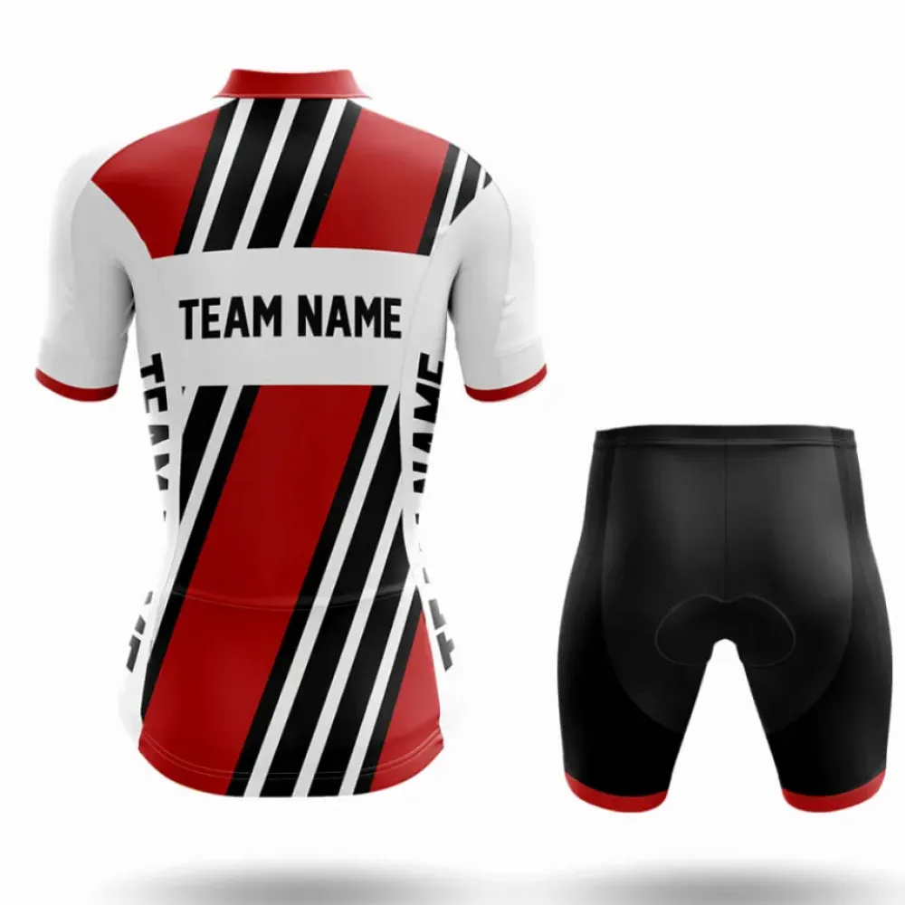 Custom Team Name M5 Long Sleeve Cycling Jersey Red/White/Black