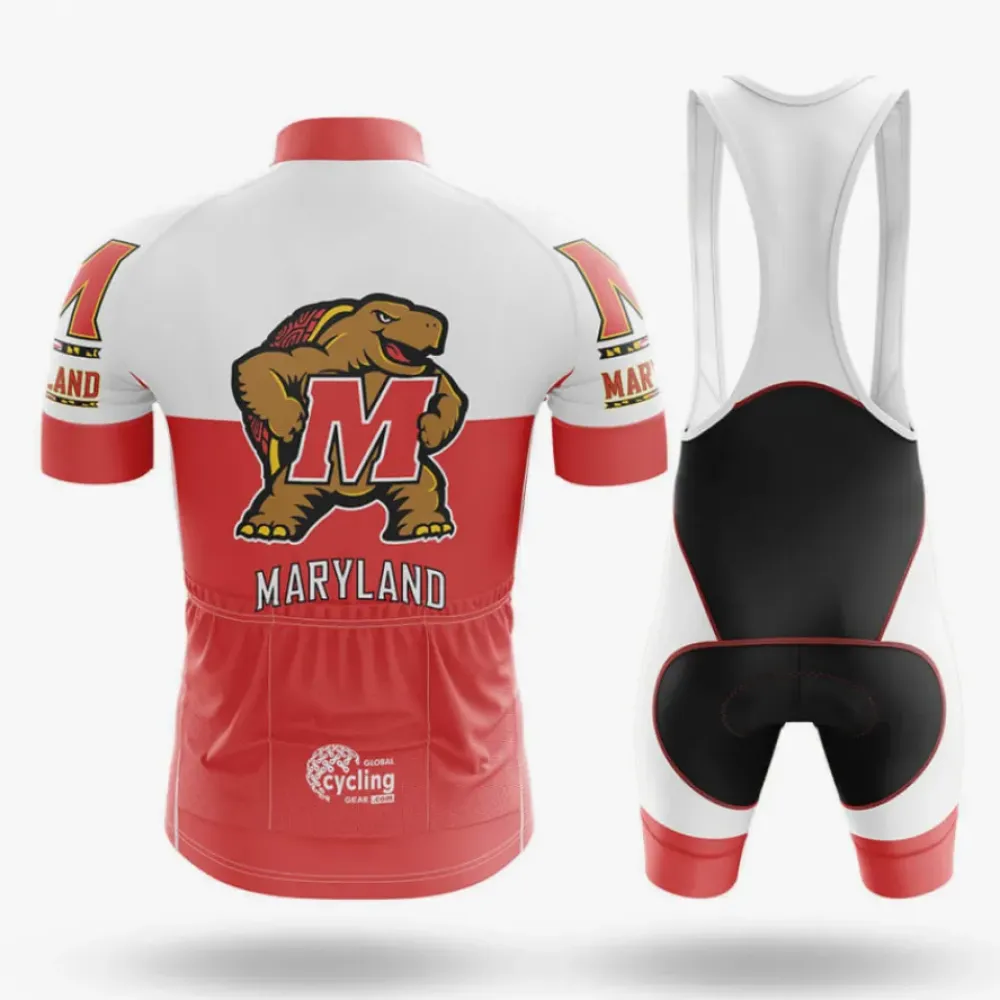 Maryland Mascot Cycling Bibs Ver.2 Comfortable White/Red/Black