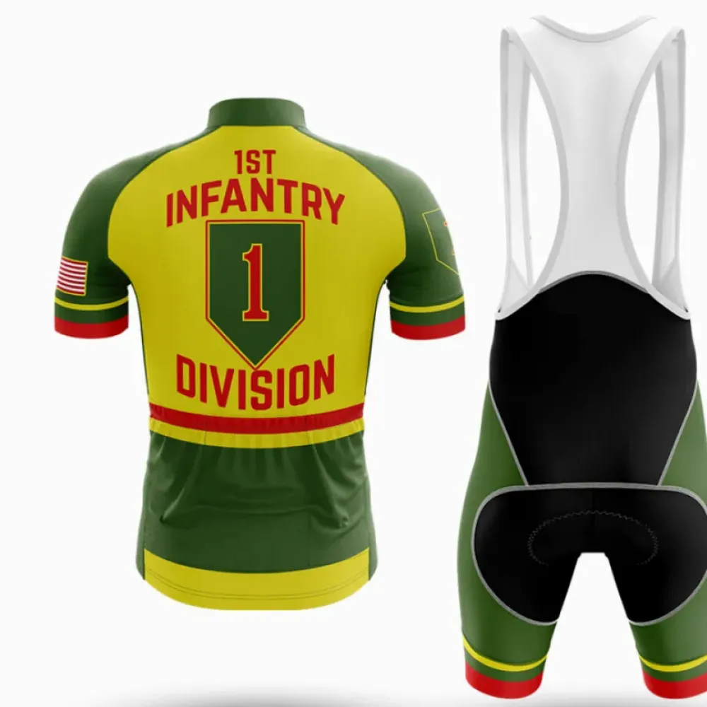 1st Infantry Division Cycling Kit Full Set Army Green/Yellow/Red