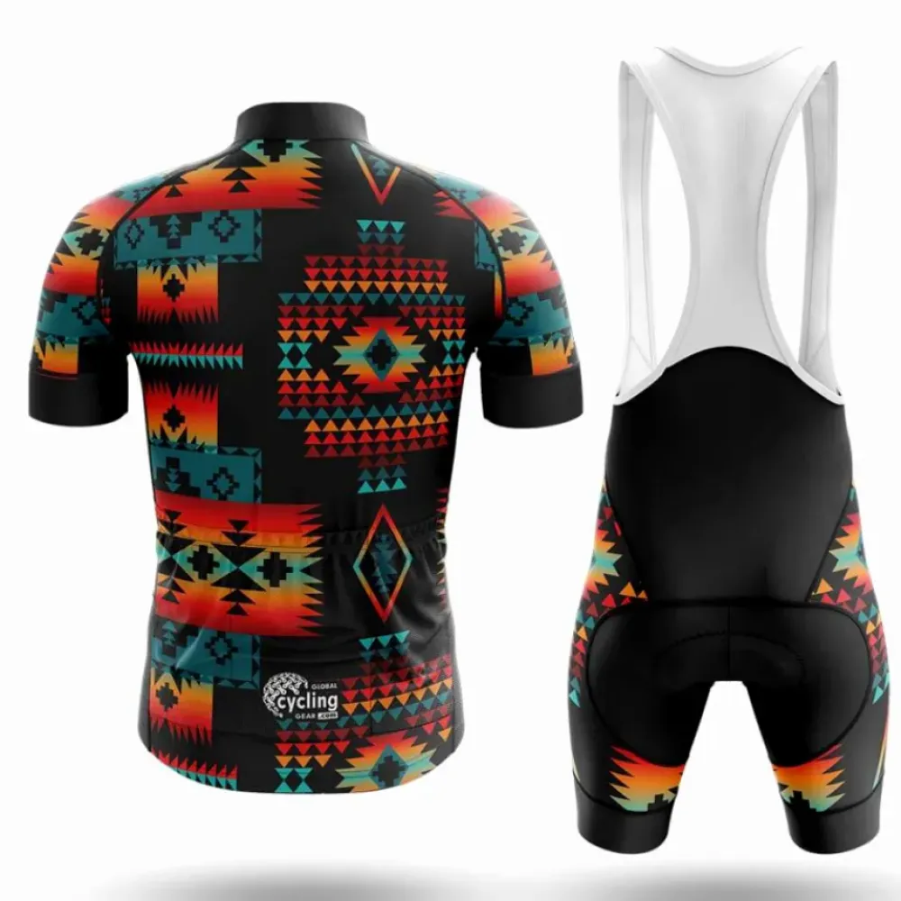 Cycling Bibs Native American Pattern Black/Orange/Green