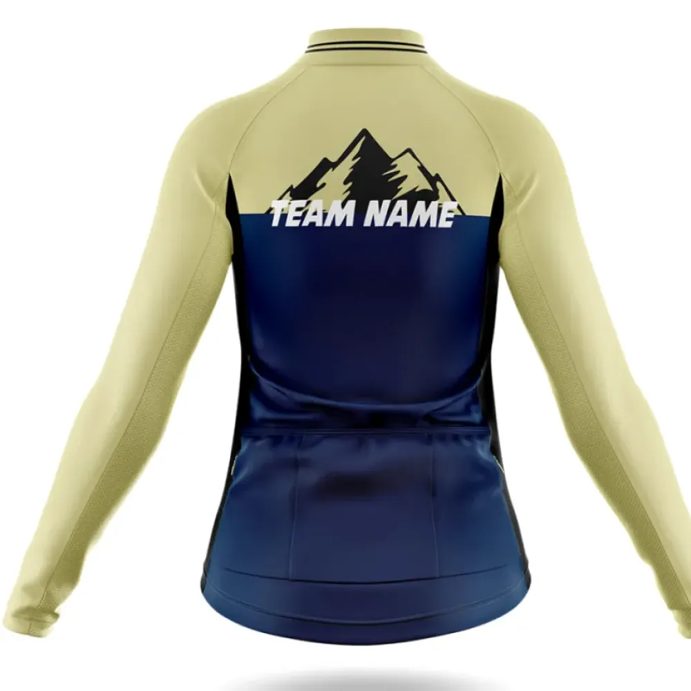 Custom Team Name Navy Long Sleeve Cream/Navy/Beige